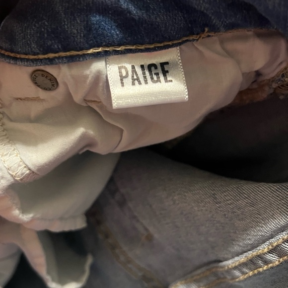 Paige Women's High Rise Lou Lou Flare Jeans Silver Piping Out-seam Slit - Picture 8 of 13